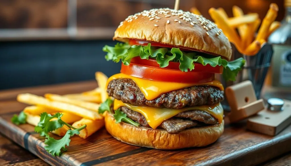 burger and fries